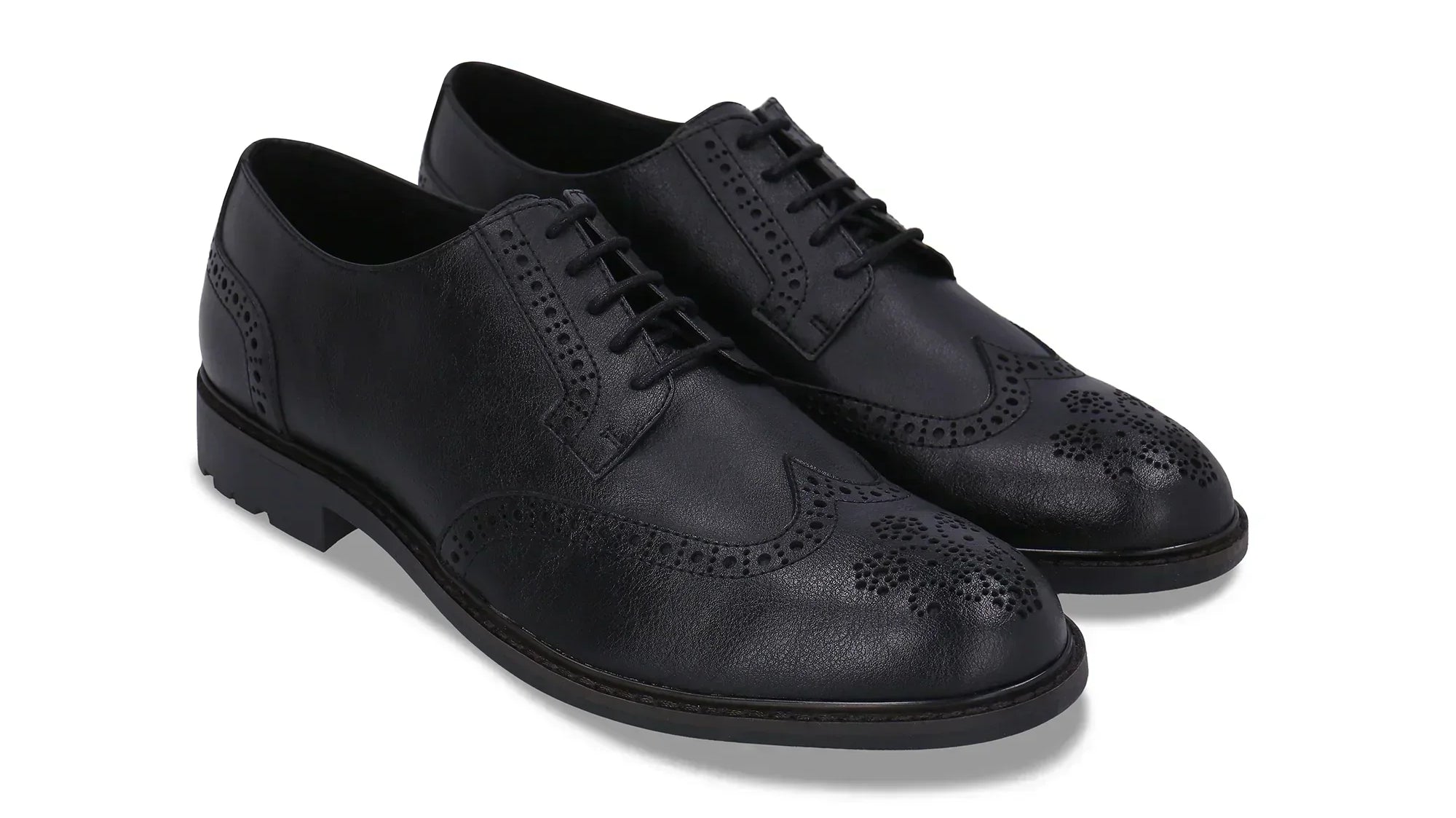 Nae Vegan Men's Black Derby Brogue Shoes