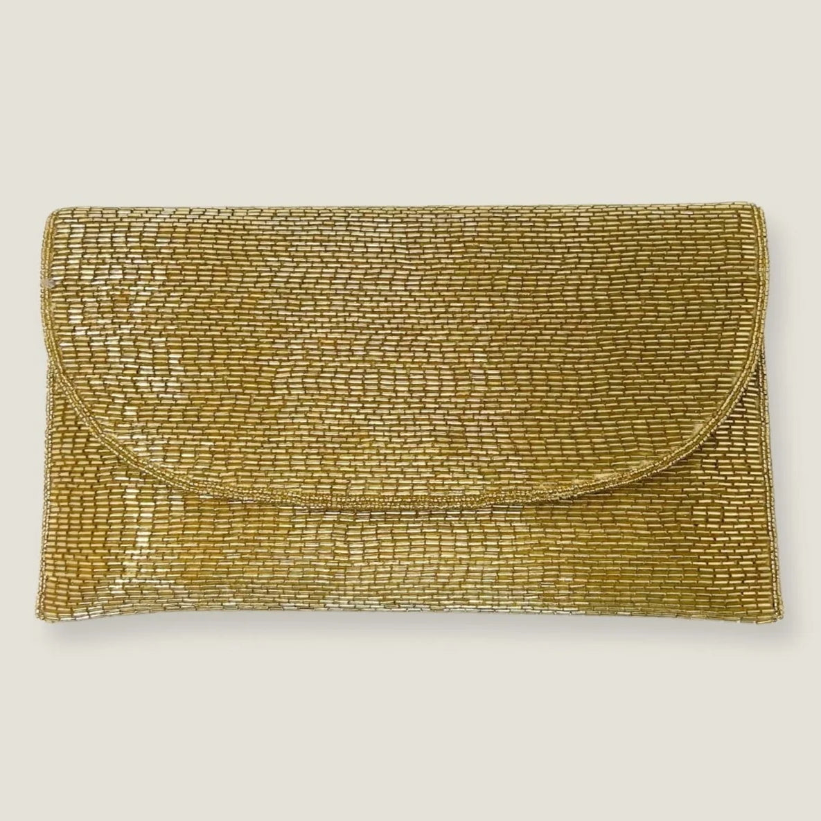 ASPIGA Ladies Ethical Beaded Clutch Bag Light Gold