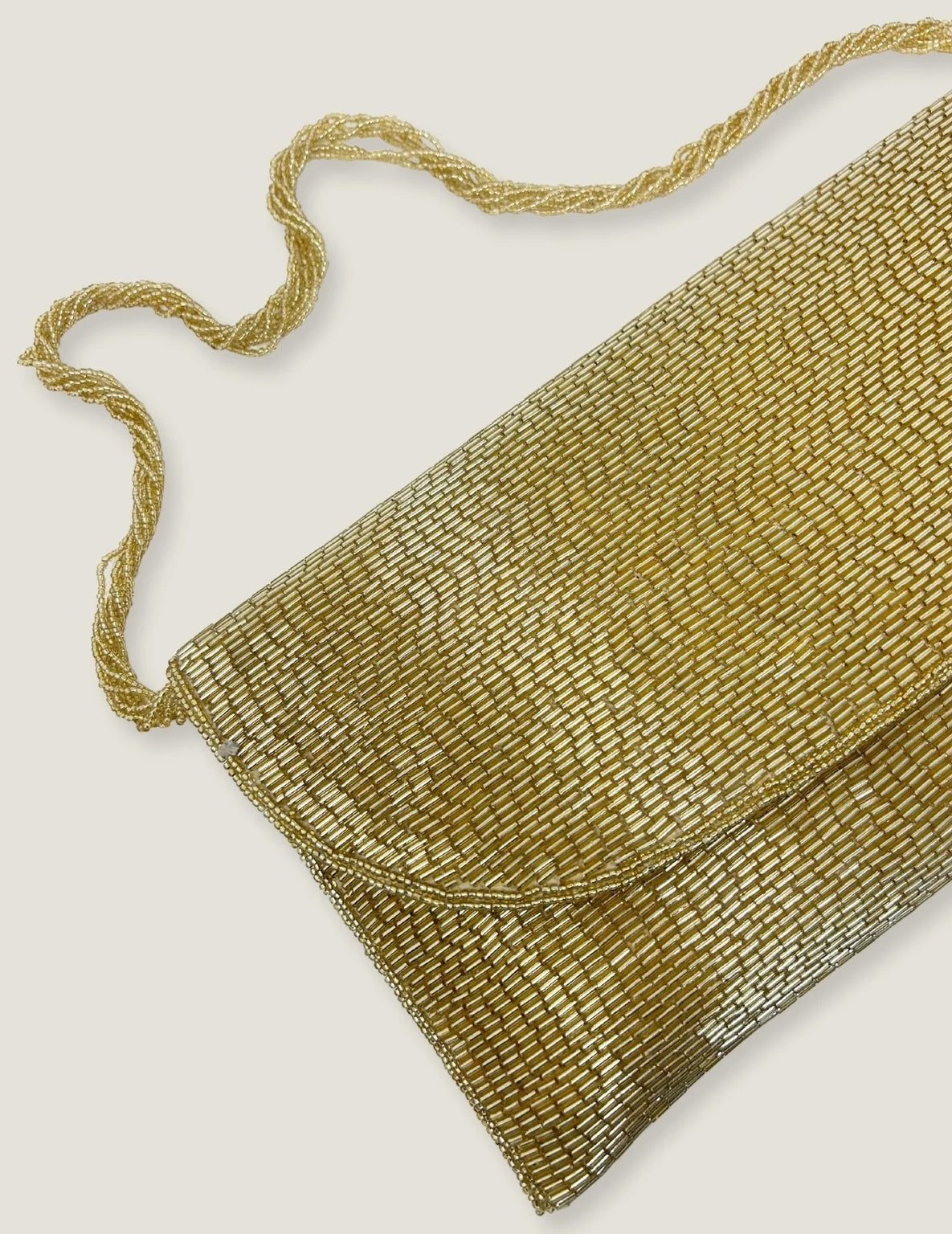 ASPIGA Ladies Ethical Beaded Clutch Bag Light Gold