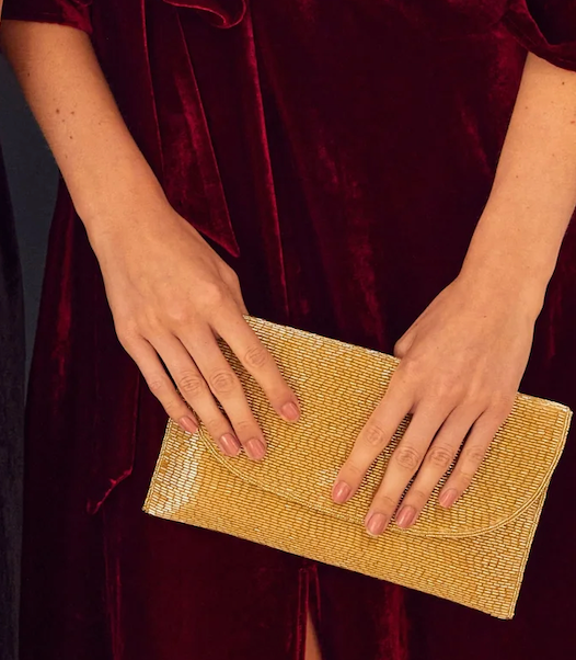 ASPIGA Ladies Ethical Beaded Clutch Bag Light Gold