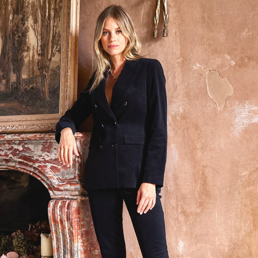 ASPIGA Theresa Stretch Corduroy Blazer in Navy /Black