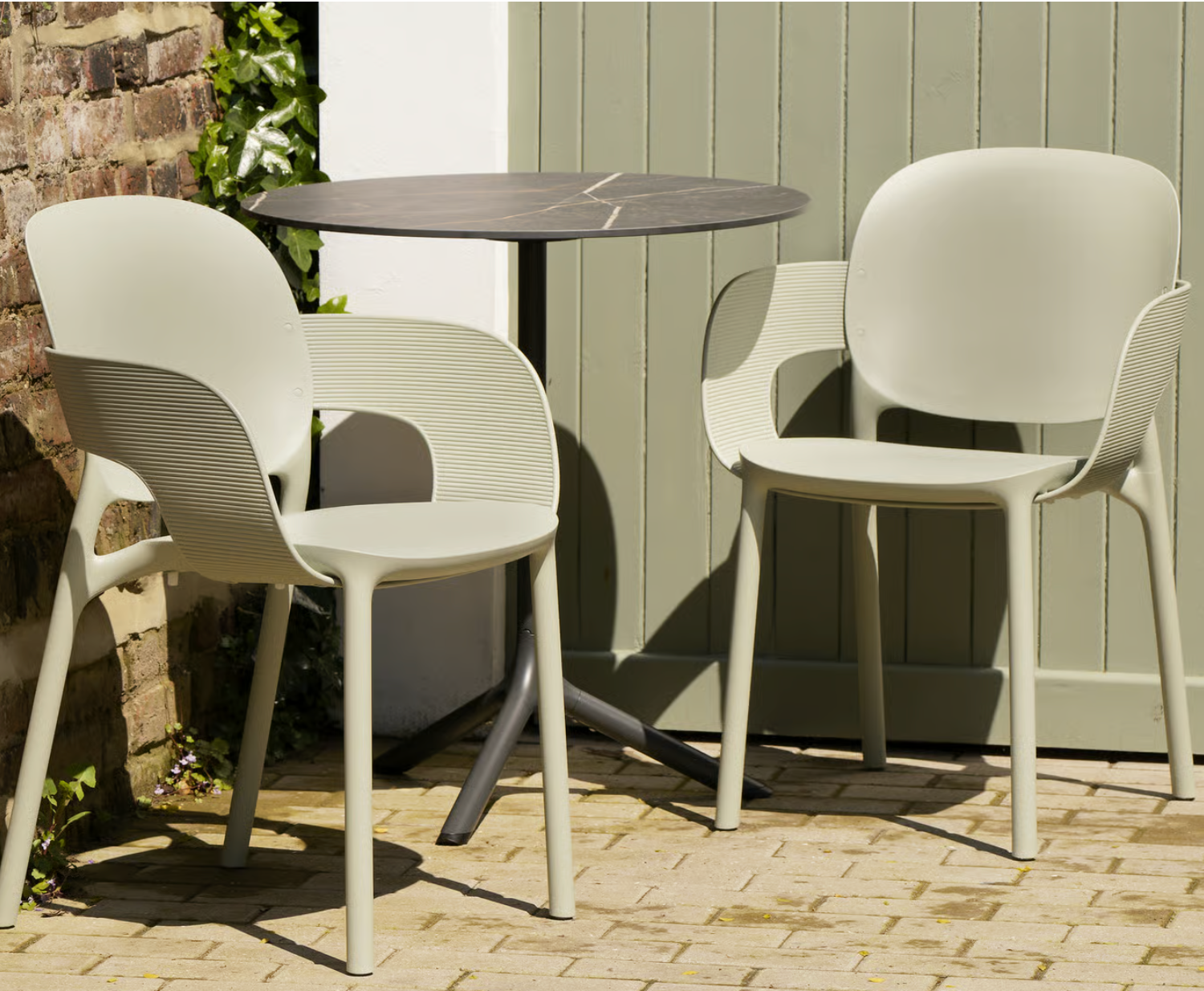 Andrew Martin Lewis Set of 2 Outdoor Dining Chairs with Arms in Sage