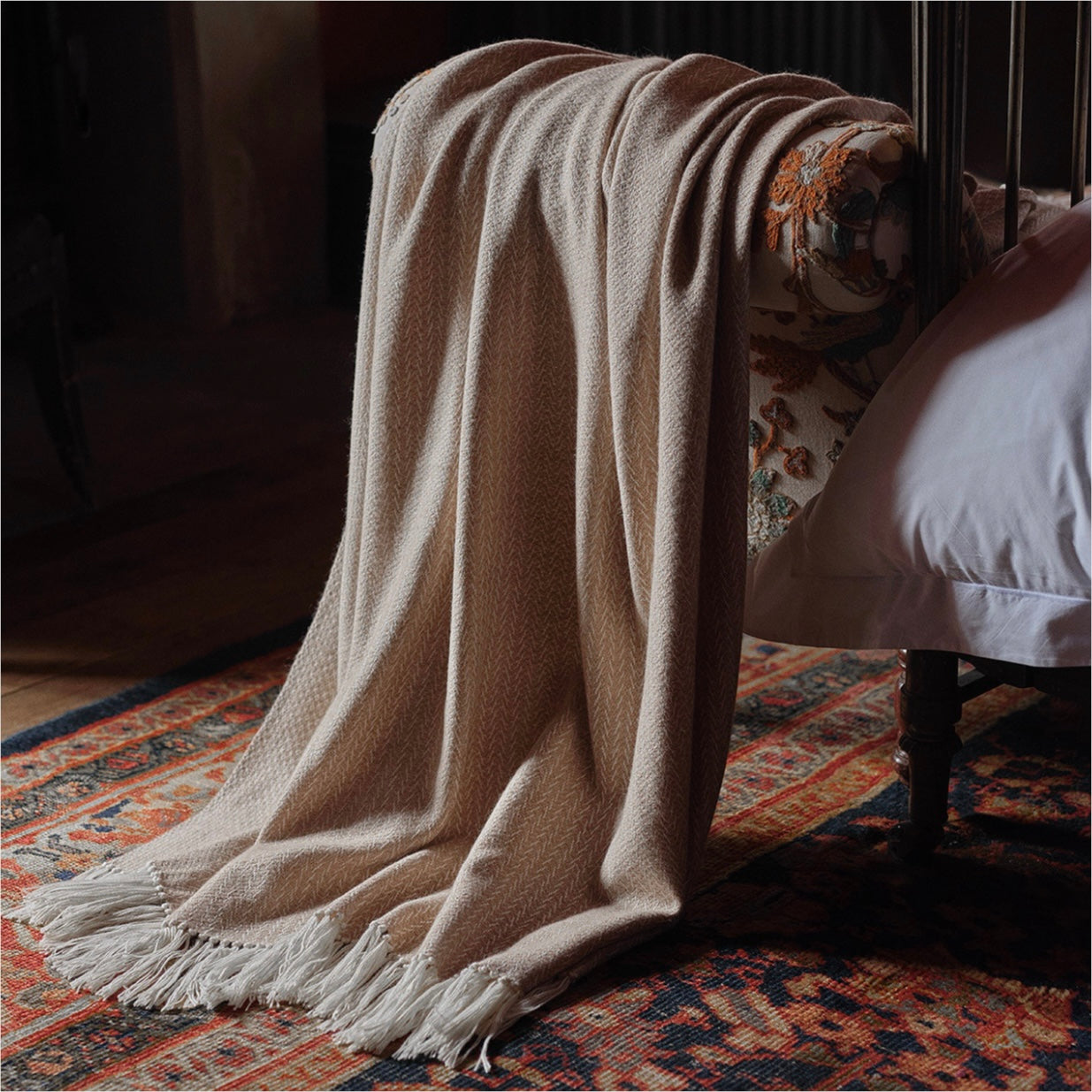 Araminta Campbell Caramel Alpaca Woodland Inkcap Throw