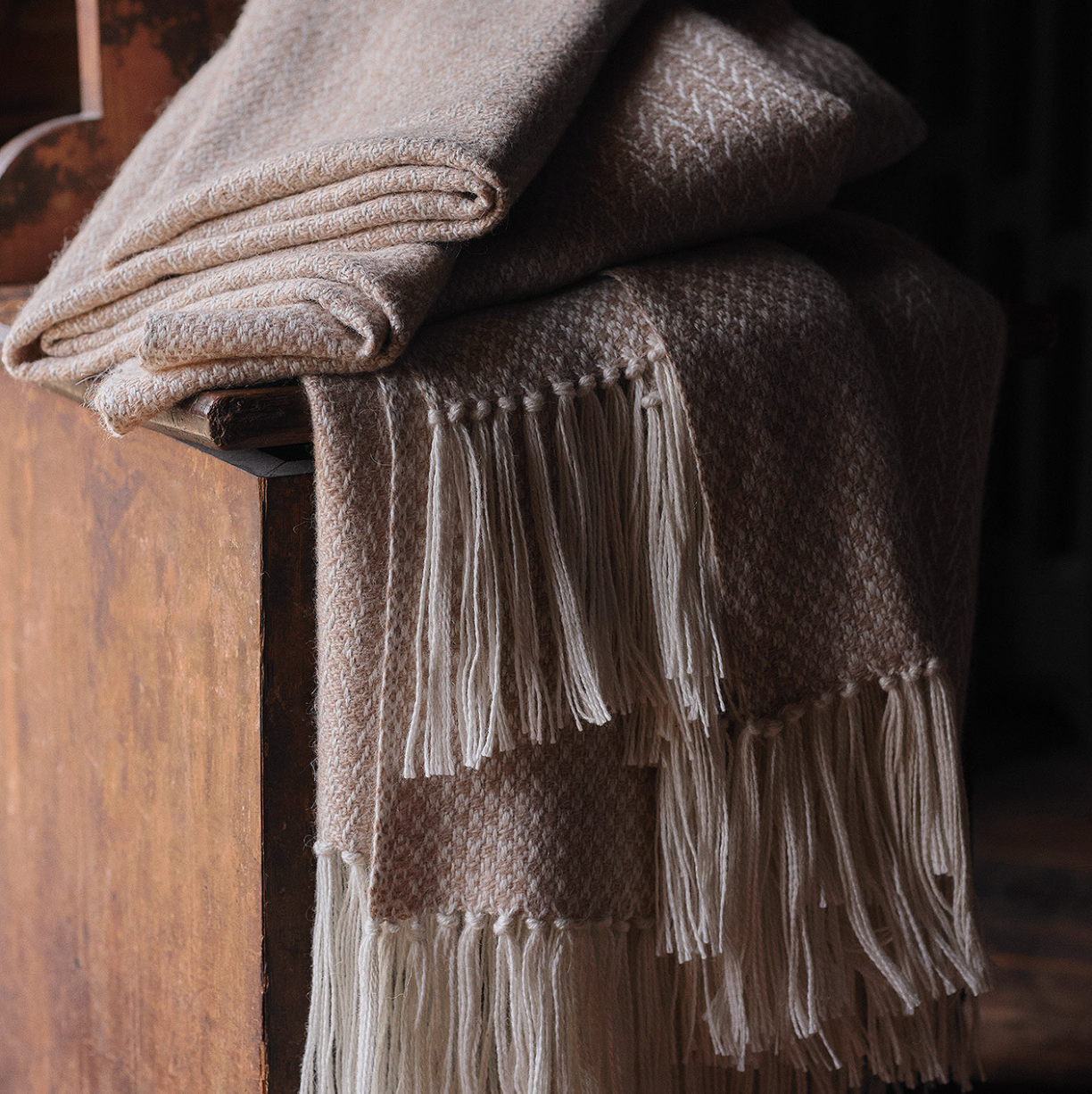 Araminta Campbell Caramel Alpaca Woodland Inkcap Throw