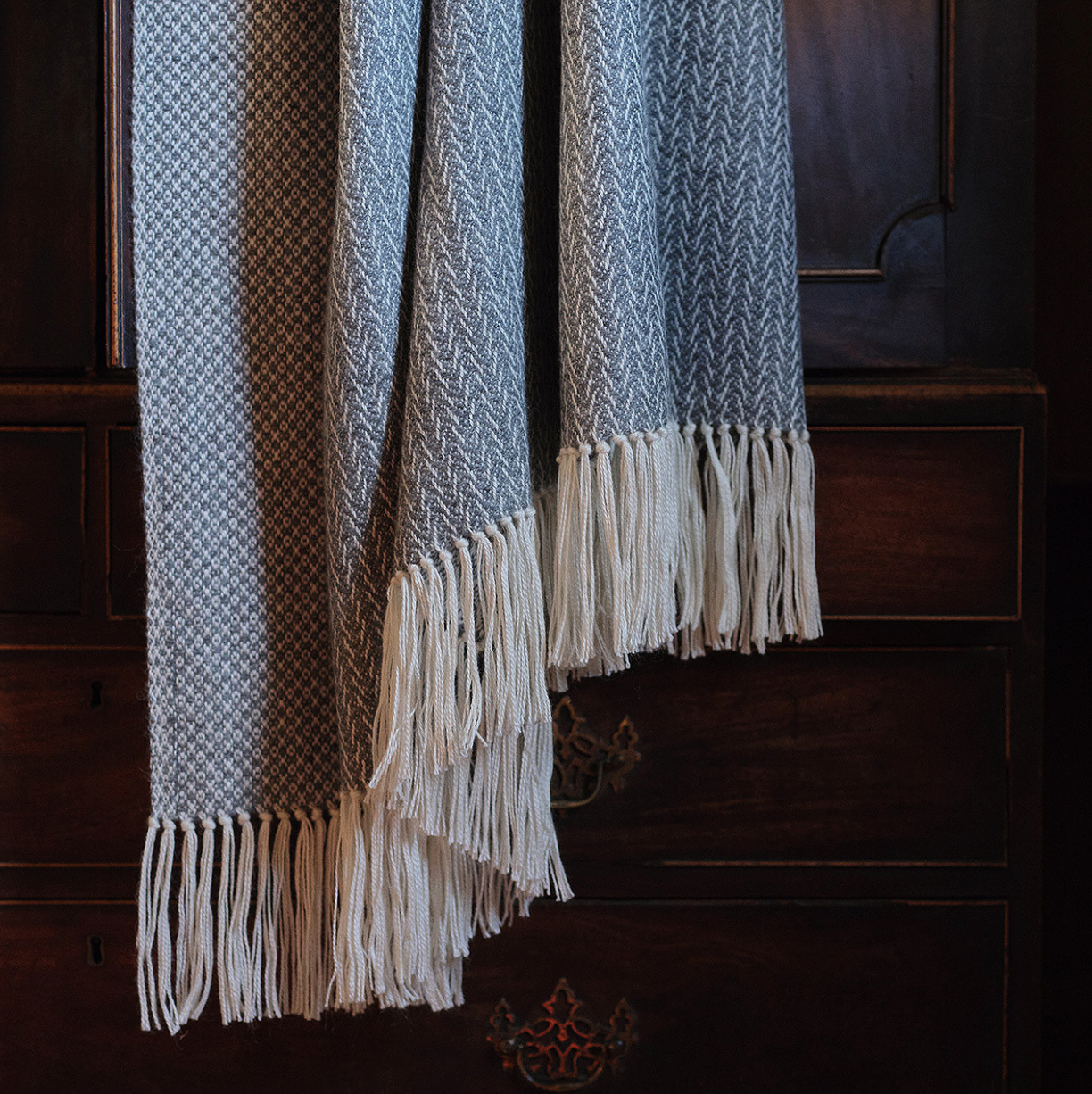 Araminta Campbell Grey Alpaca Woodland Inkcap Throw