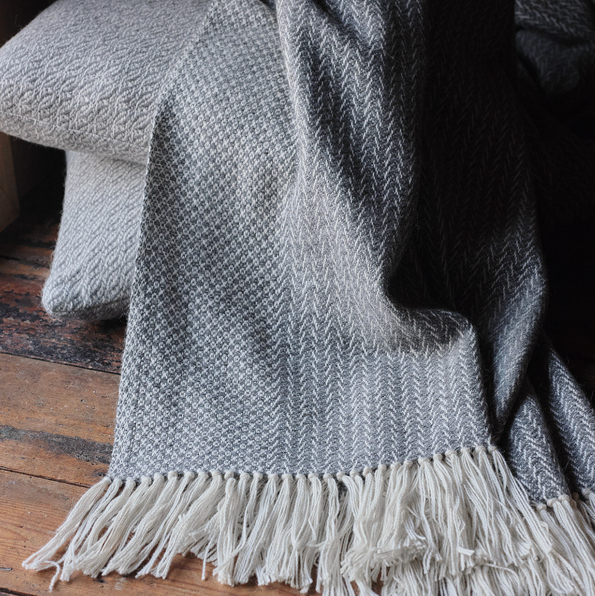 Araminta Campbell Grey Alpaca Woodland Inkcap Throw