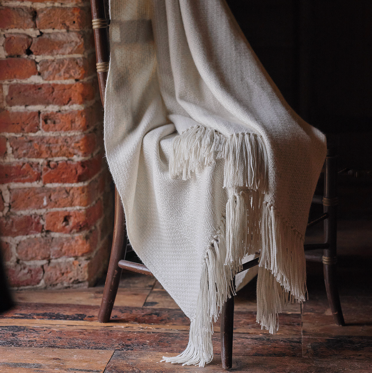 Araminta Campbell White Alpaca Woodland Inkcap Throw