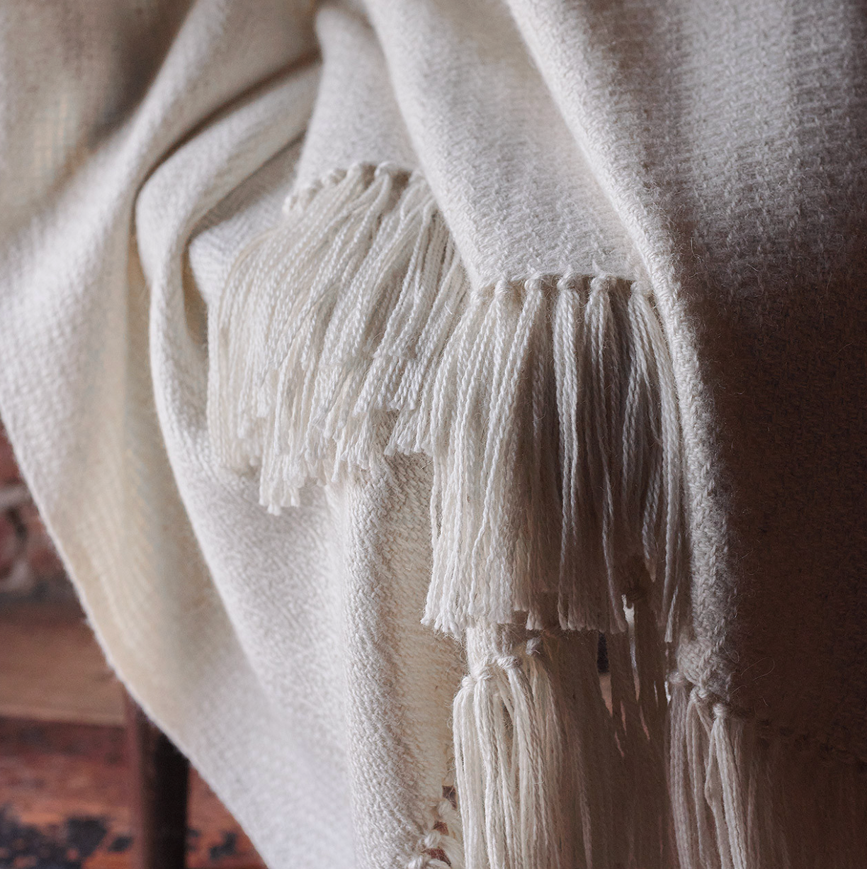 Araminta Campbell White Alpaca Woodland Inkcap Throw