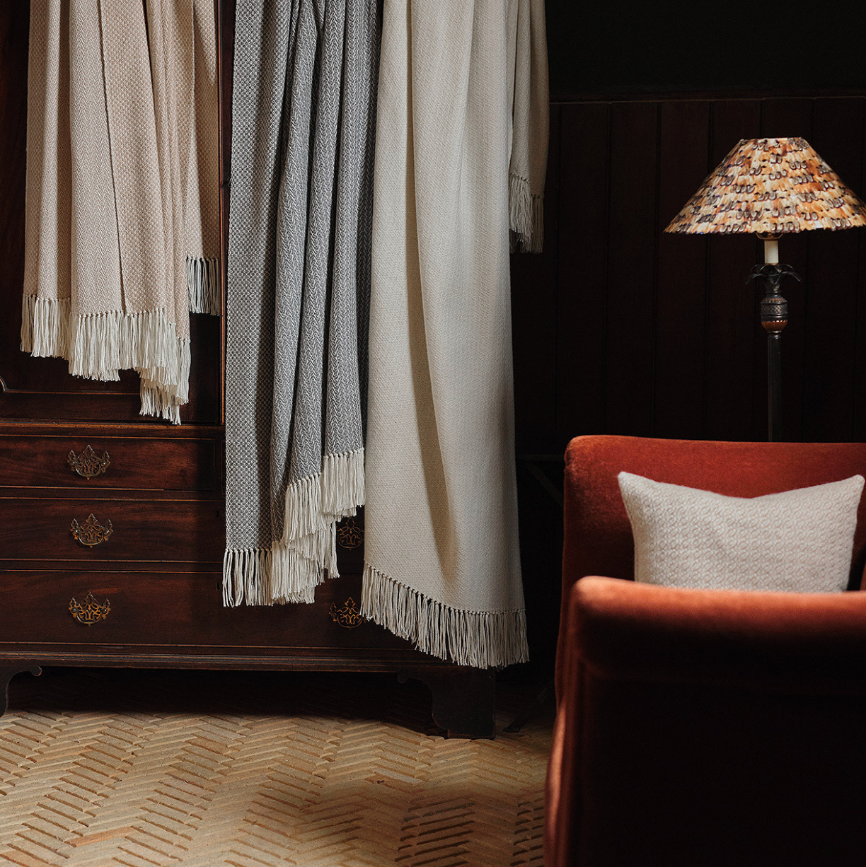 Araminta Campbell White Alpaca Woodland Inkcap Throw