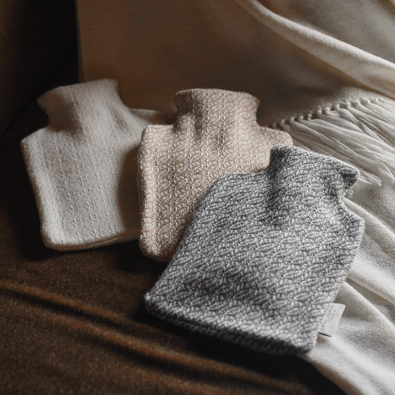 Araminta Campbell White Fern British Alpaca Hot Water Bottle