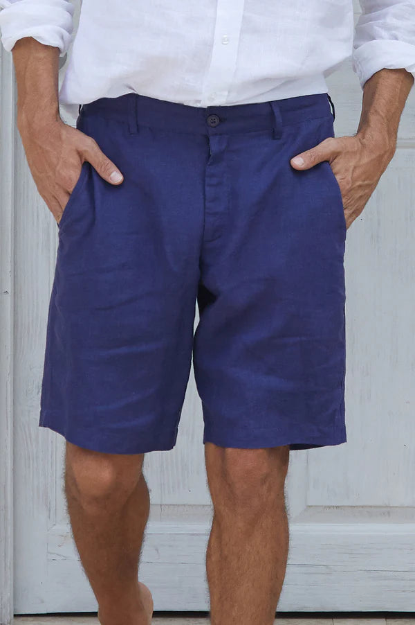 Aspiga Men's Premium Linen Shorts in Navy
