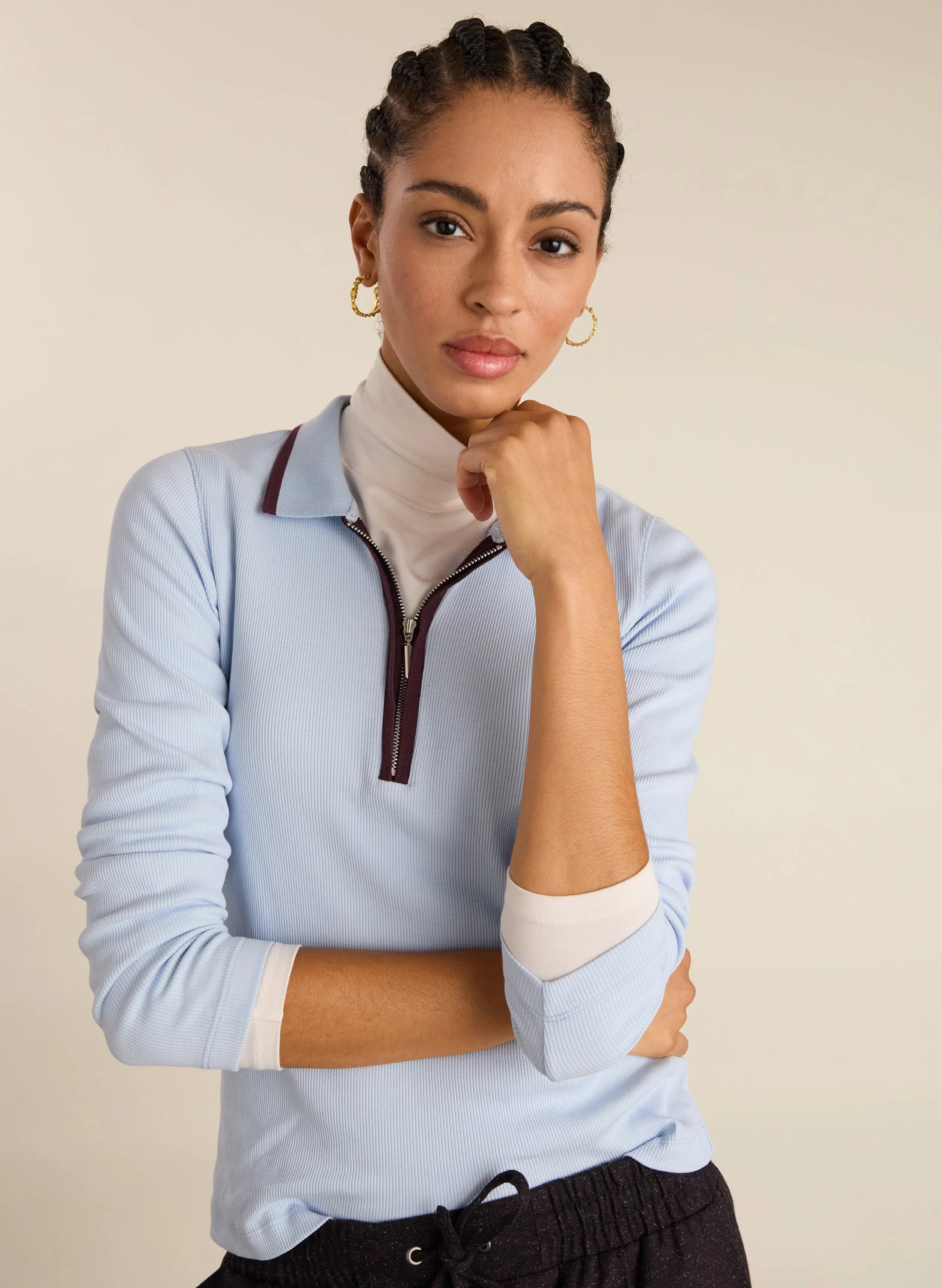 Baukjen Joely Organic Cotton Rib Zip Collar