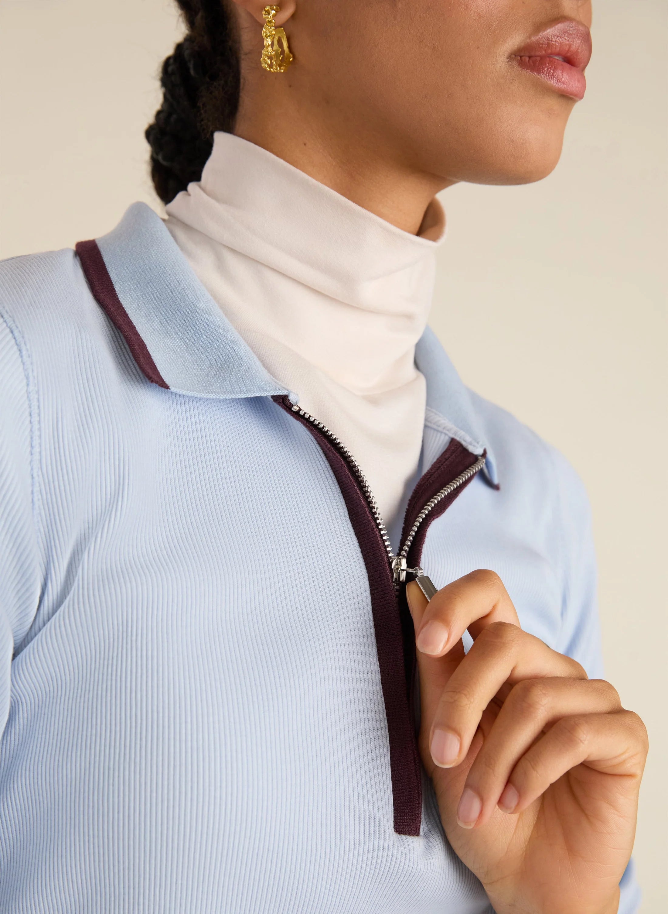 Baukjen Joely Organic Cotton Rib Zip Collar