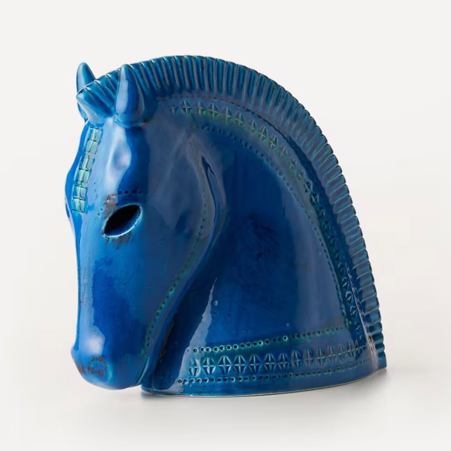 Bitossi Rimini Blu Ceramic Horse Head Figure