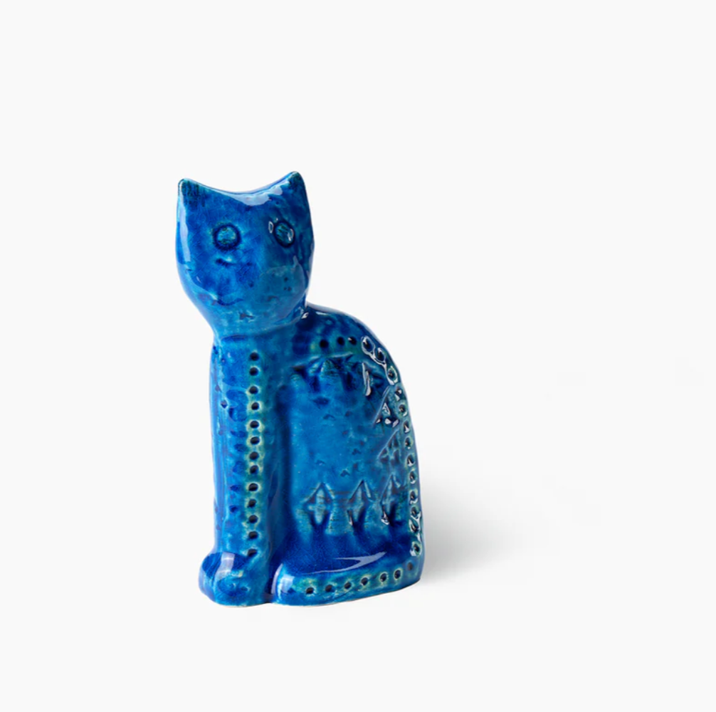 Bitossi Rimini Blu Ceramic Sitting Cat Figure