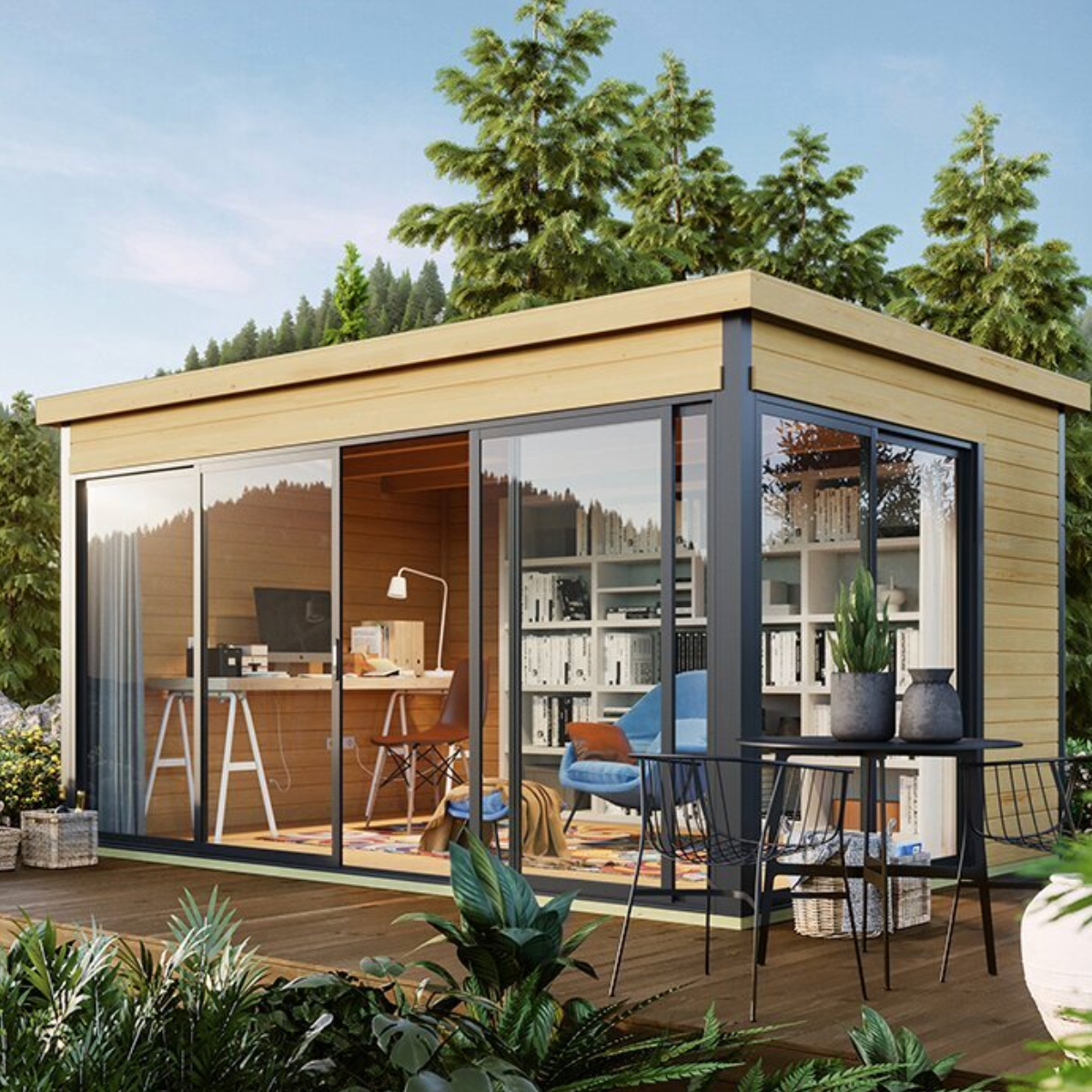 Bloom Cabin Verdana 1 Wooden Garden House with Sliding Glass Doors