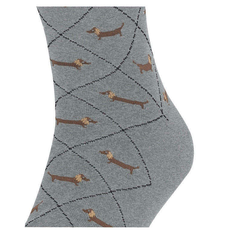 Burlington Men's Dachshund Socks in Light Grey