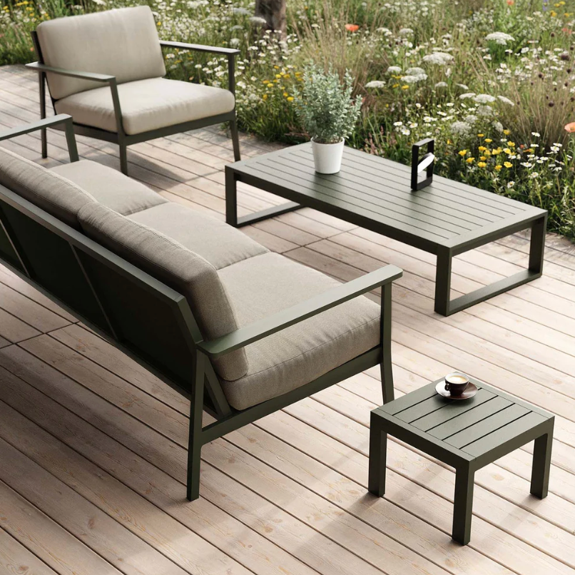 Case Furniture Eos Outdoor Sofa Armchair in Bottle Green Frame and Panama Siena Cushion