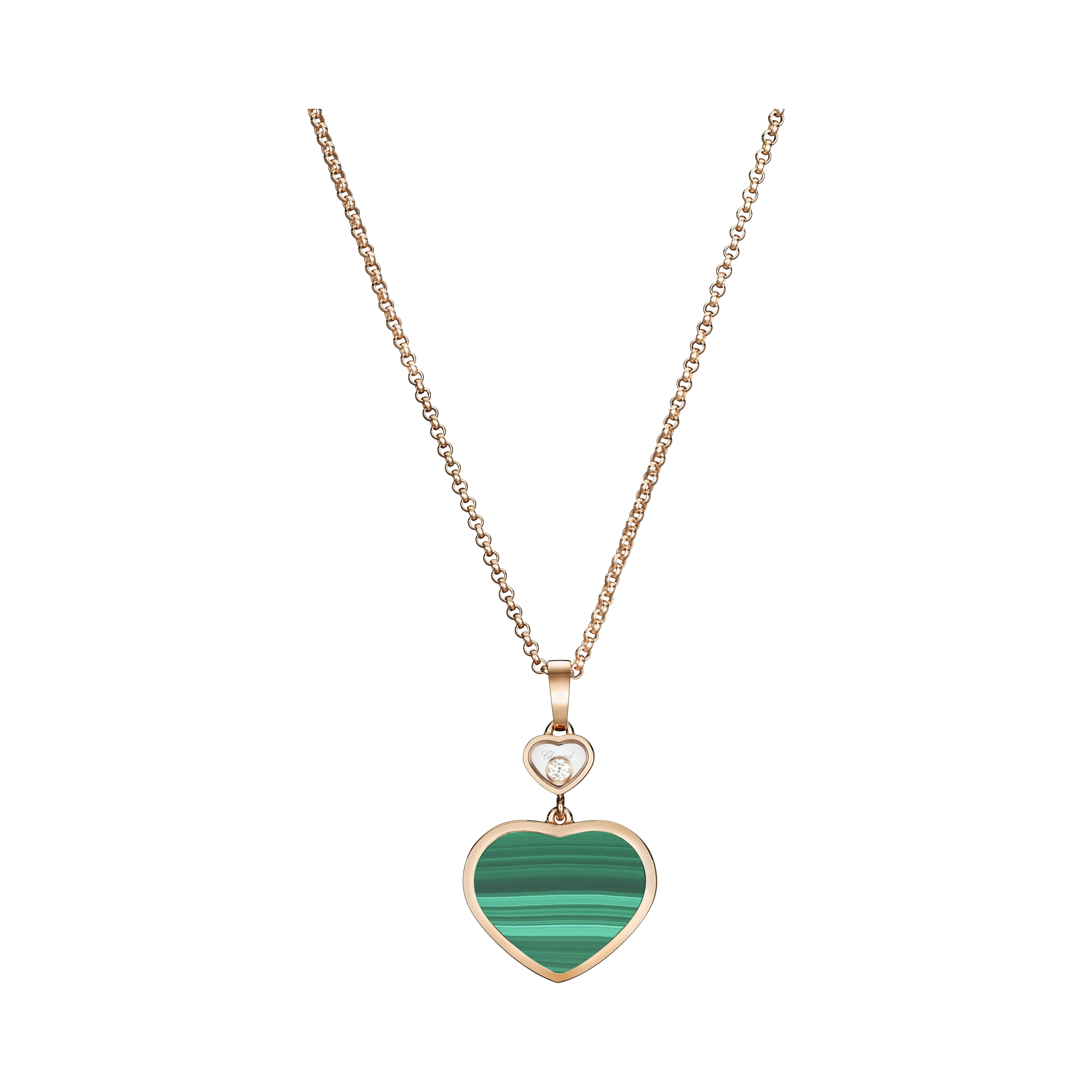 Chopard Happy Hearts Rose Gold Pendant - Green