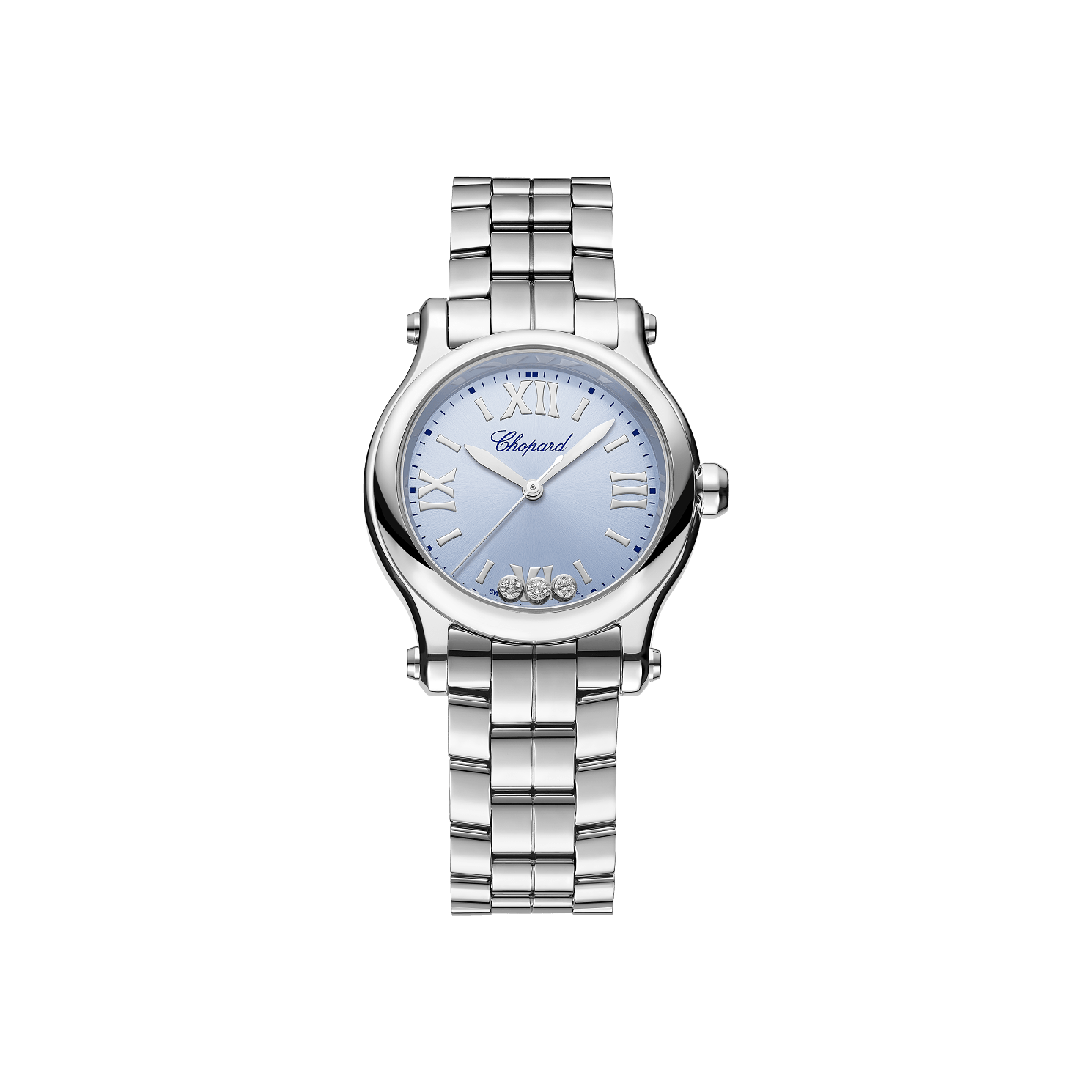 Chopard Happy Sport 30mm Quartz Lucent Steel and Diamonds Blue