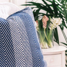 Conscious Convert Herringbone Organic Cotton Cushion Blue