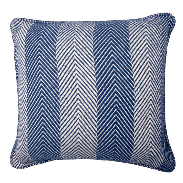 Conscious Convert Herringbone Organic Cotton Cushion Blue