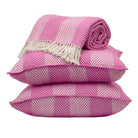 Conscious Convert Herringbone Organic Cotton Cushion Pink