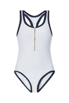 Heidi Klein Racerback Swimsuit in White & Navy