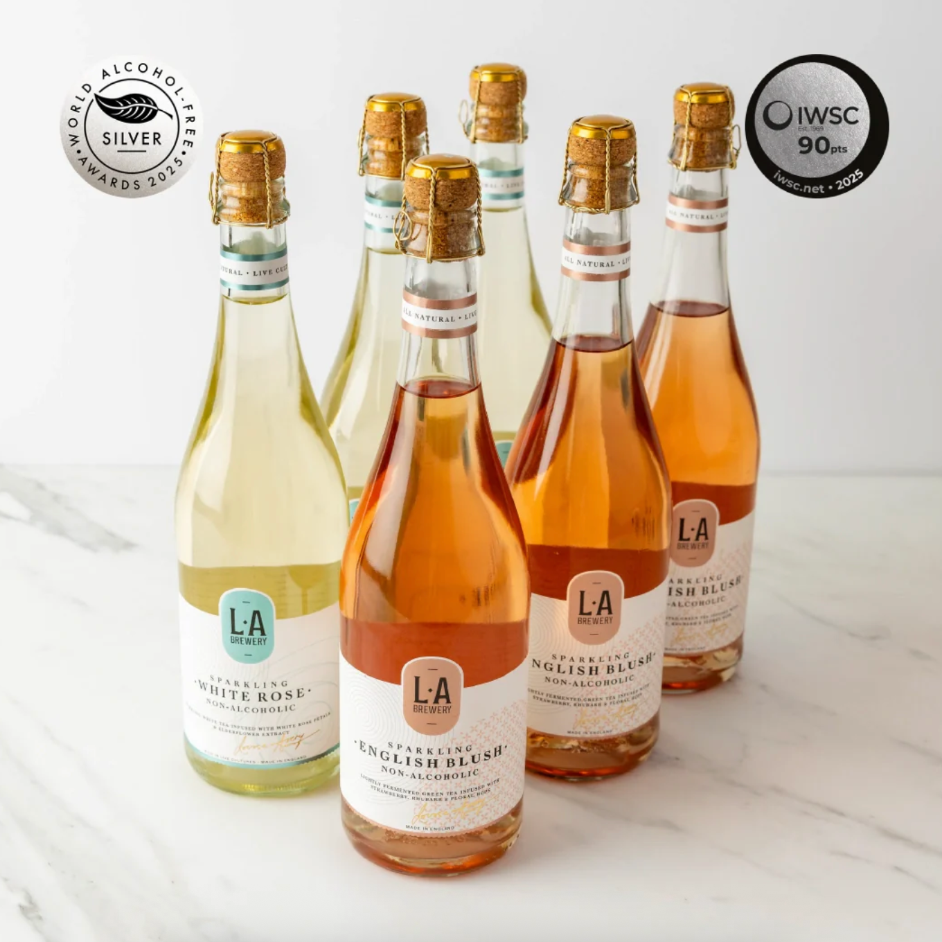 L.A Brewery Sparkling Non-Alcoholic White Rose & English Blush - case of six