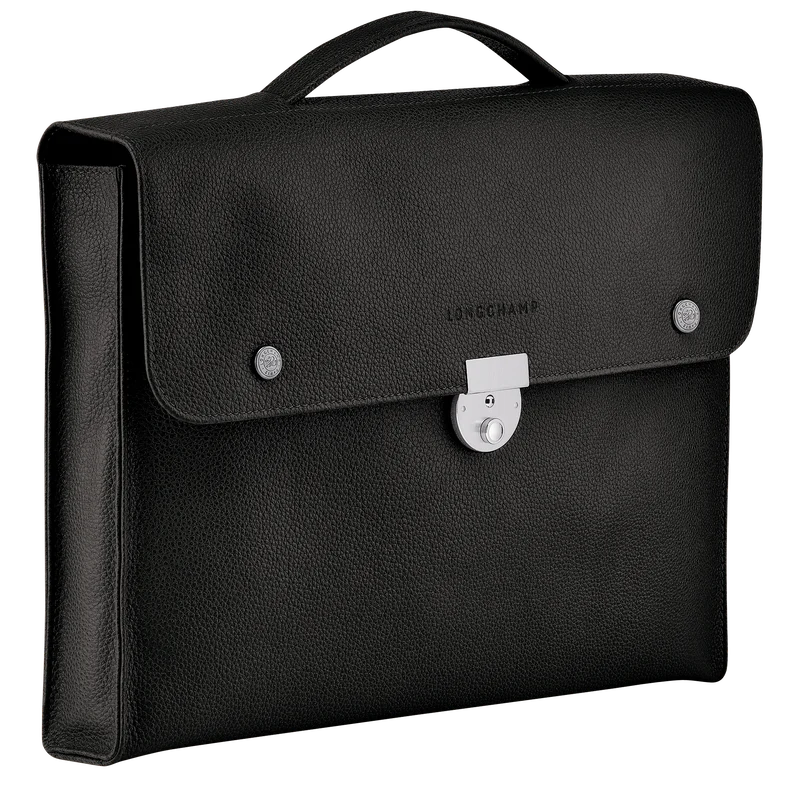 Longchamp Le Foulonne S Briefcase Black Leather