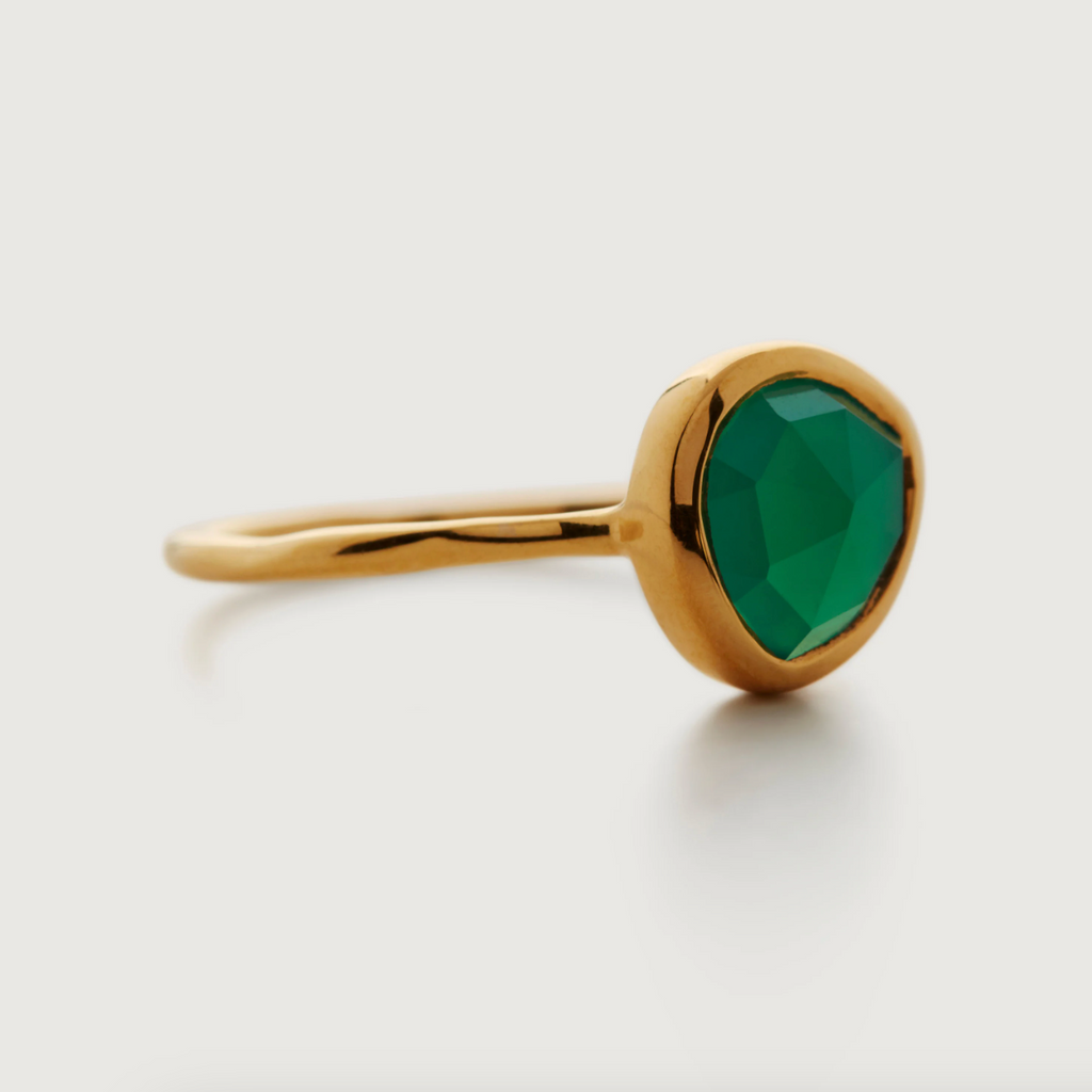 Monica Vinader Gold Vermeil Siren Stacking Ring with Green Onyx