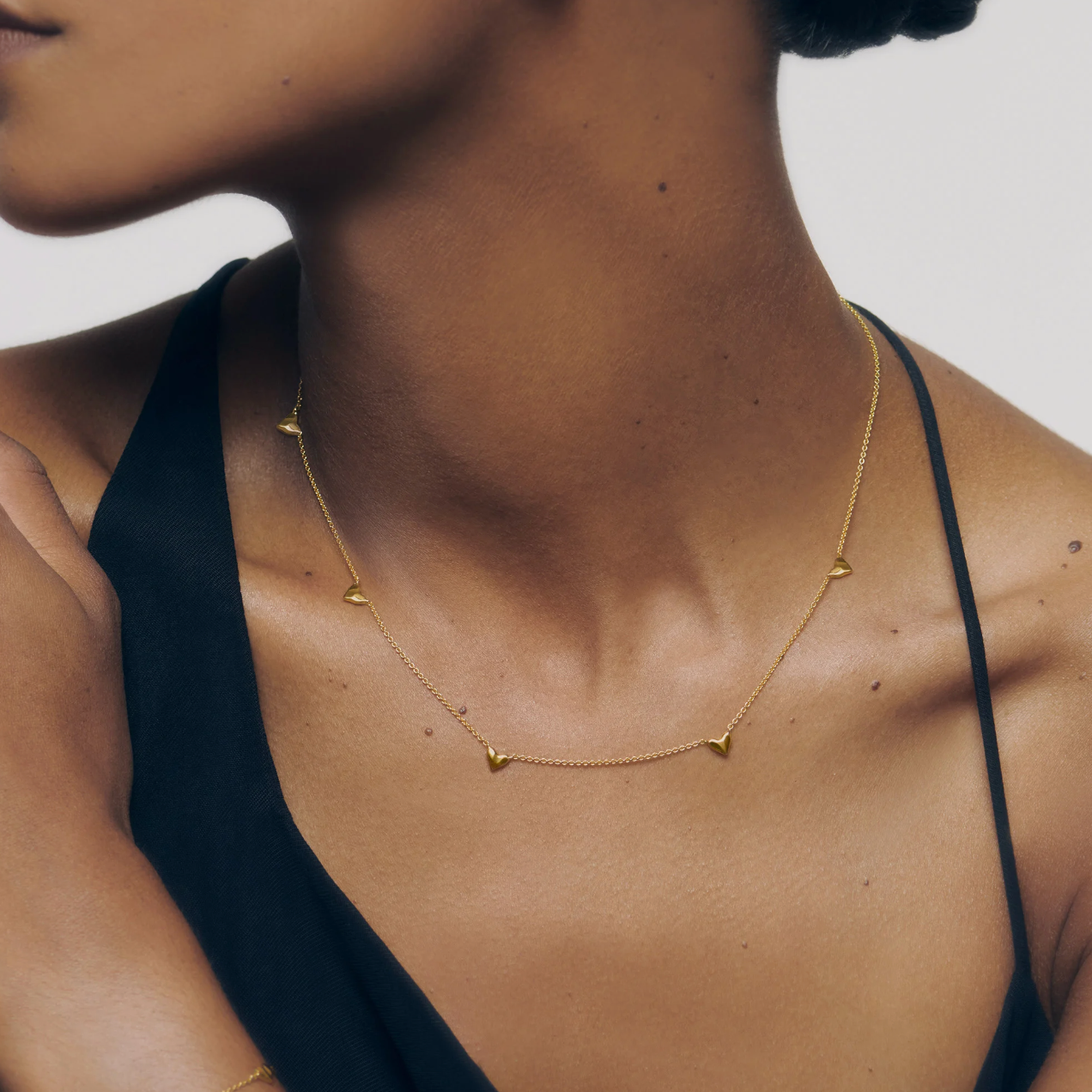 Monica Vinader Heart Station Necklace and Bracelet Set