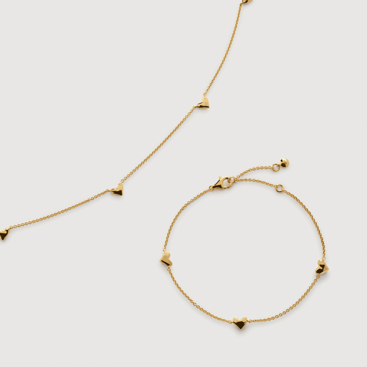 Monica Vinader Heart Station Necklace and Bracelet Set