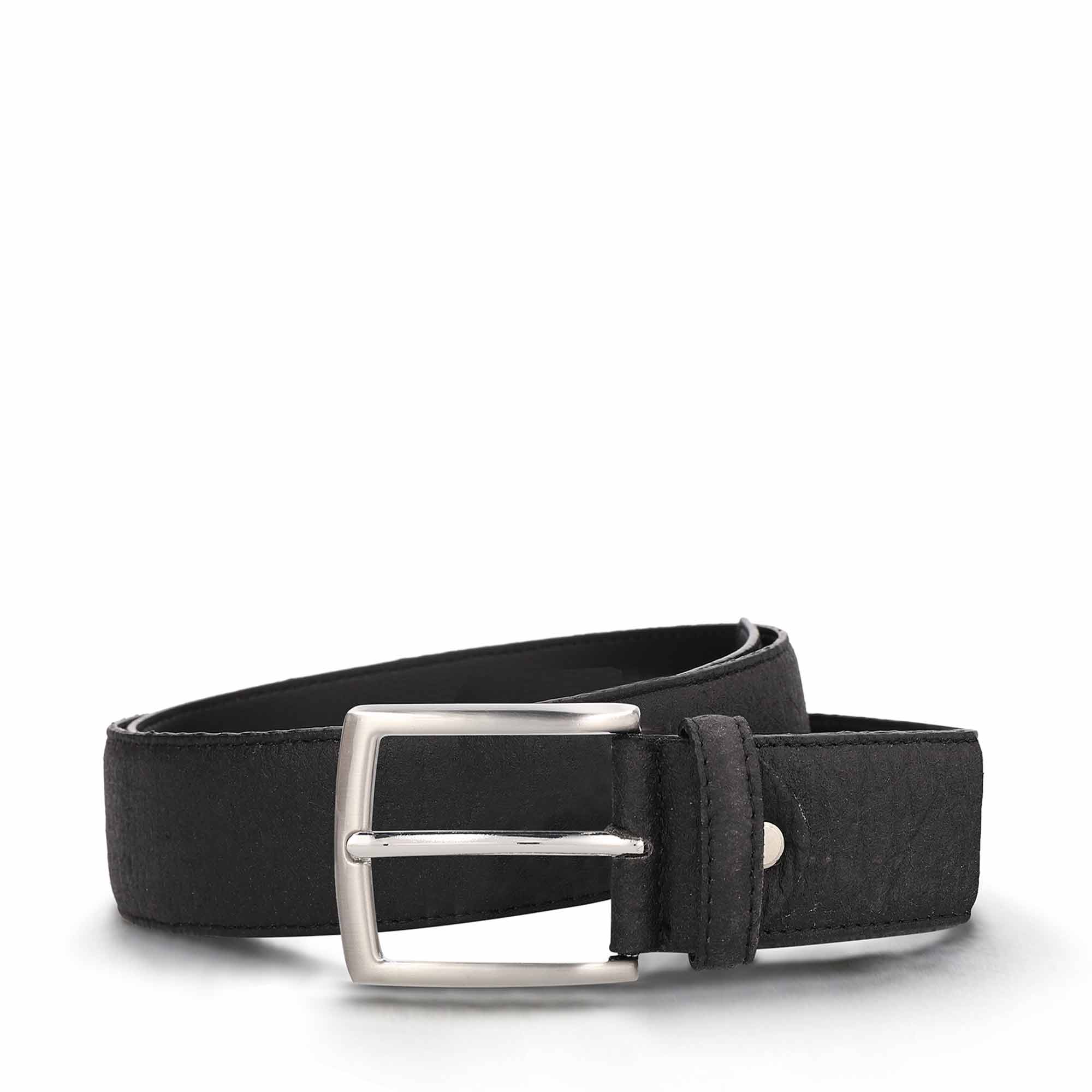 NAE Vegan Seva Black Men's Vegan Belt in Piñatex