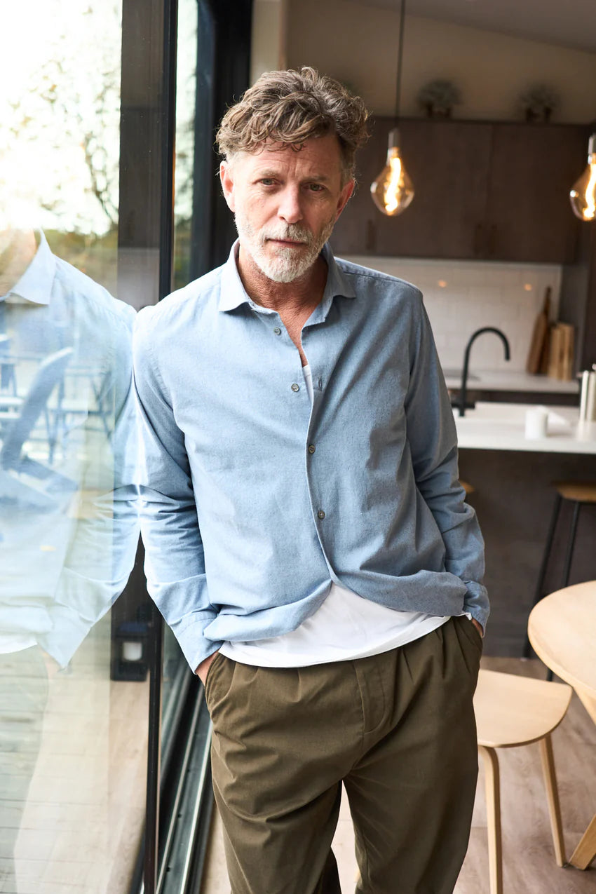 Neem Recycled Denim Indigo Cut Away Shirt