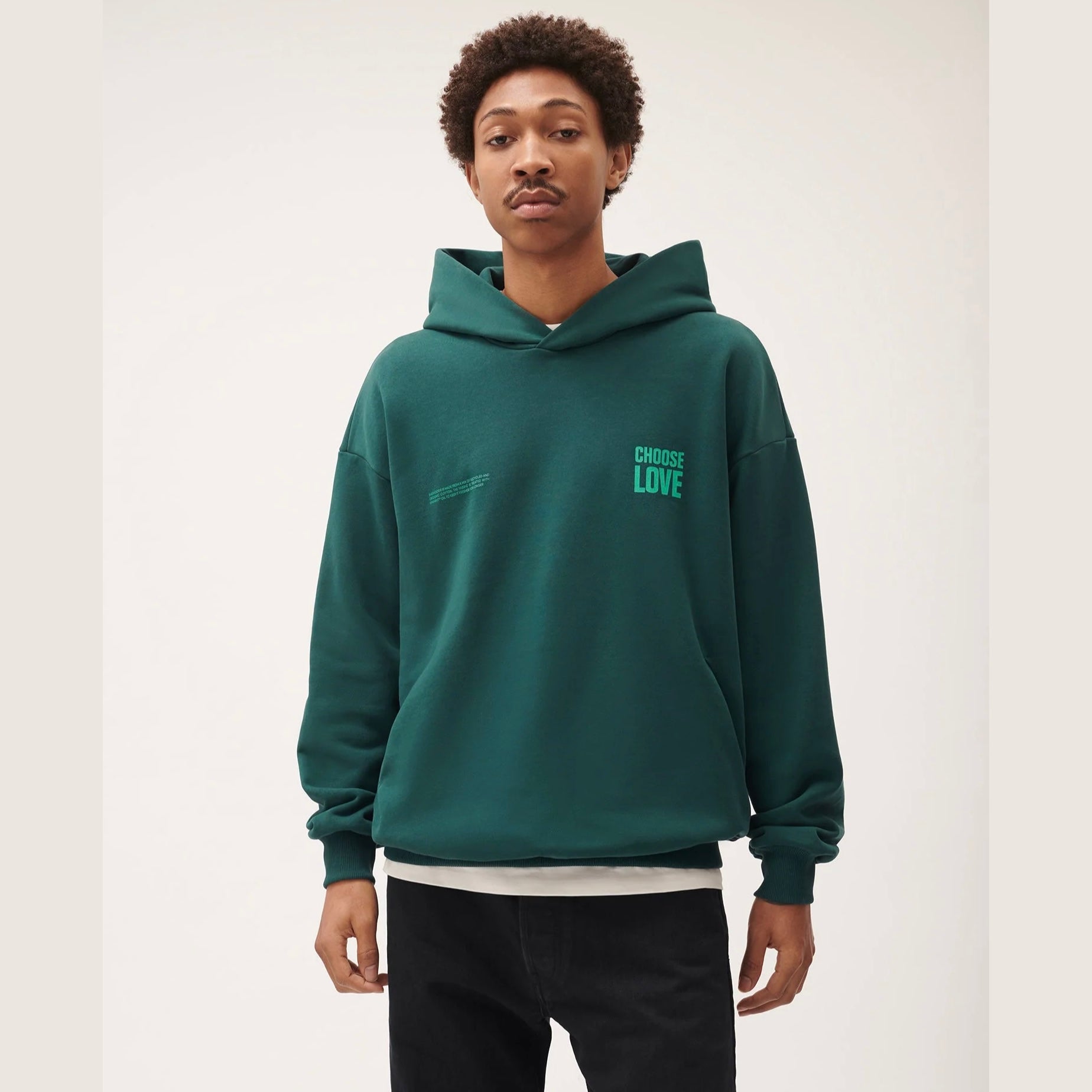 Pangaia Choose Love Heavyweight Hoodie in Foliage Green