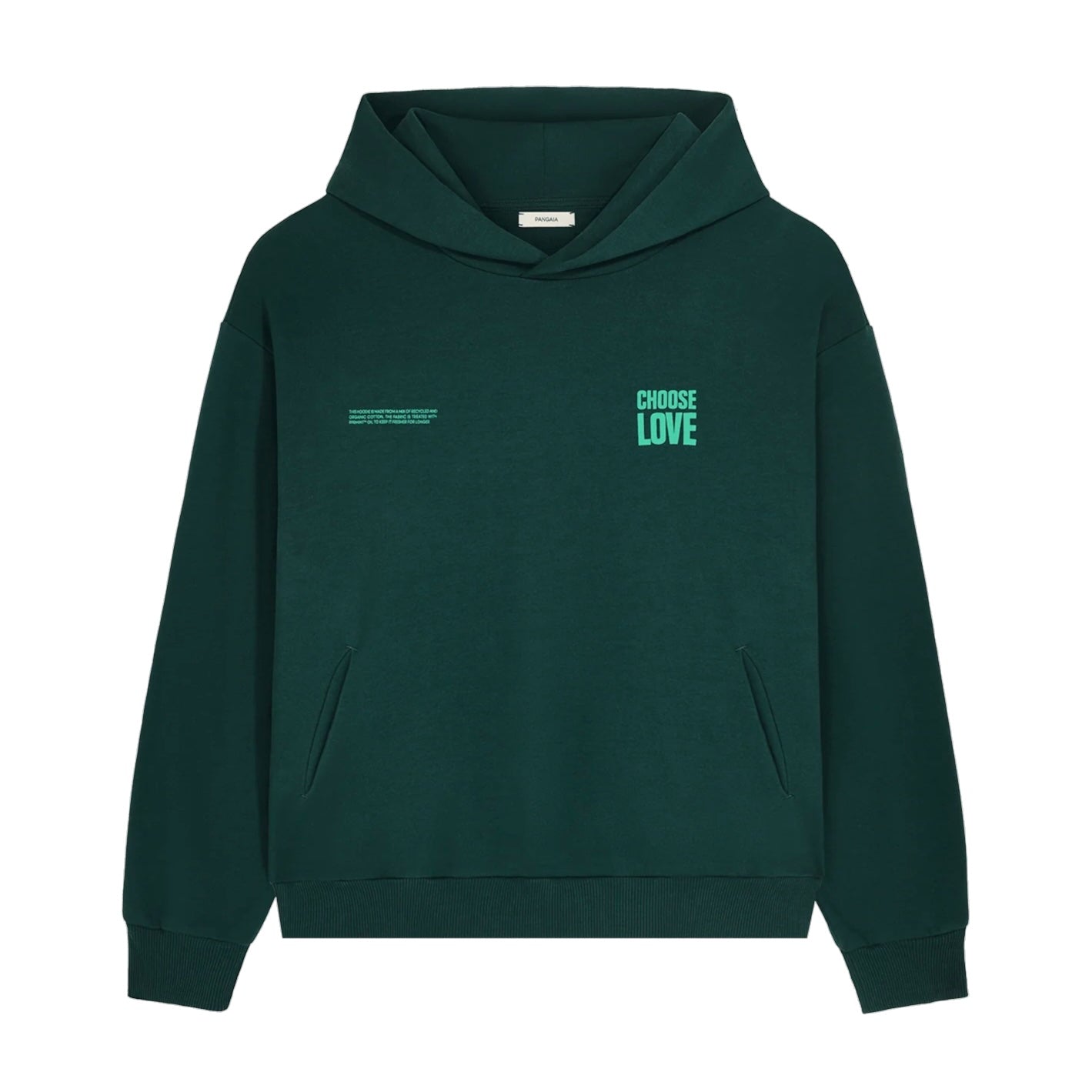 Pangaia Choose Love Heavyweight Hoodie in Foliage Green