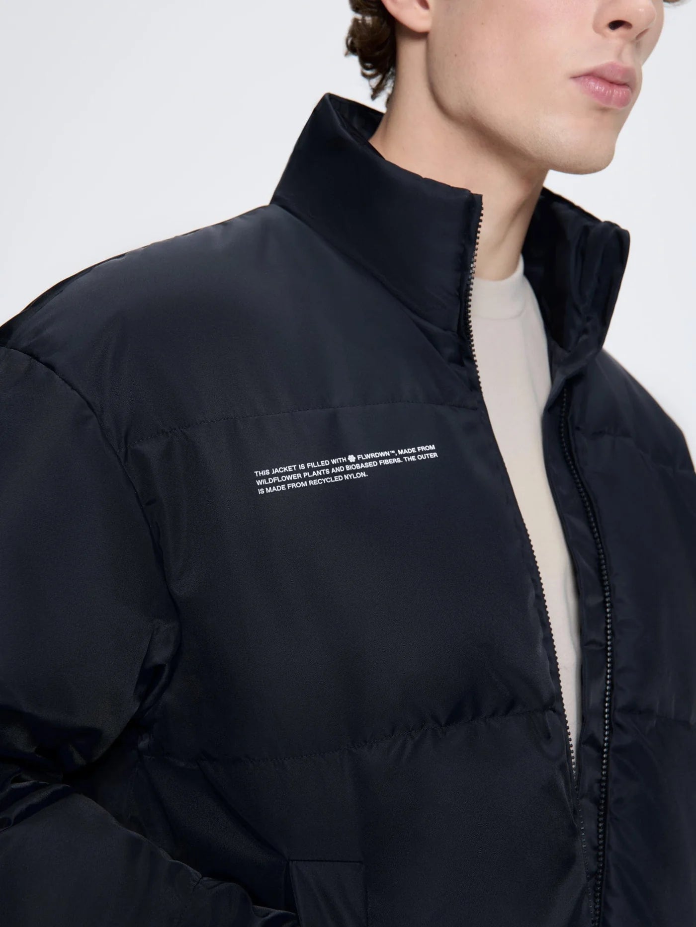 Pangaia Mens Black FLWRDWN Bomber Jacket