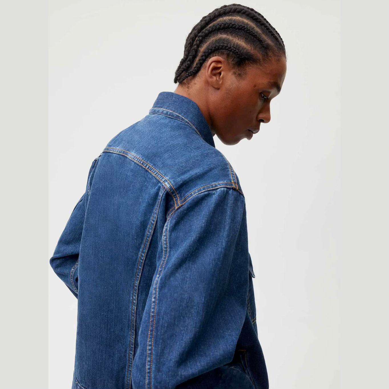 Pangaia Mens Mid Wash Nettle Denim Jacket