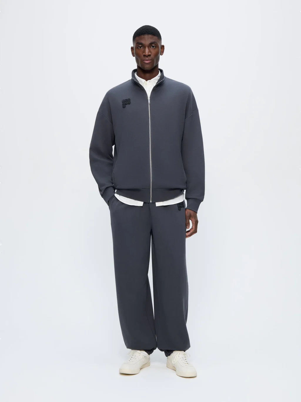 Pangaia Mens Zip Up Sweatshirt - Smoked Black