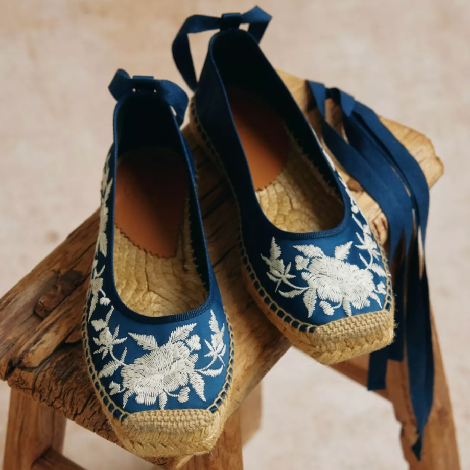 Penelope Chilvers Allegra Embroidered Satin Espadrille