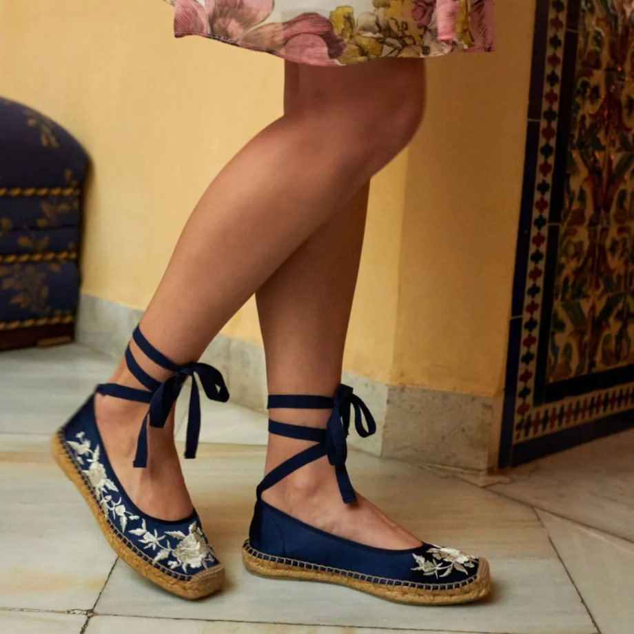 Penelope Chilvers Allegra Embroidered Satin Espadrille