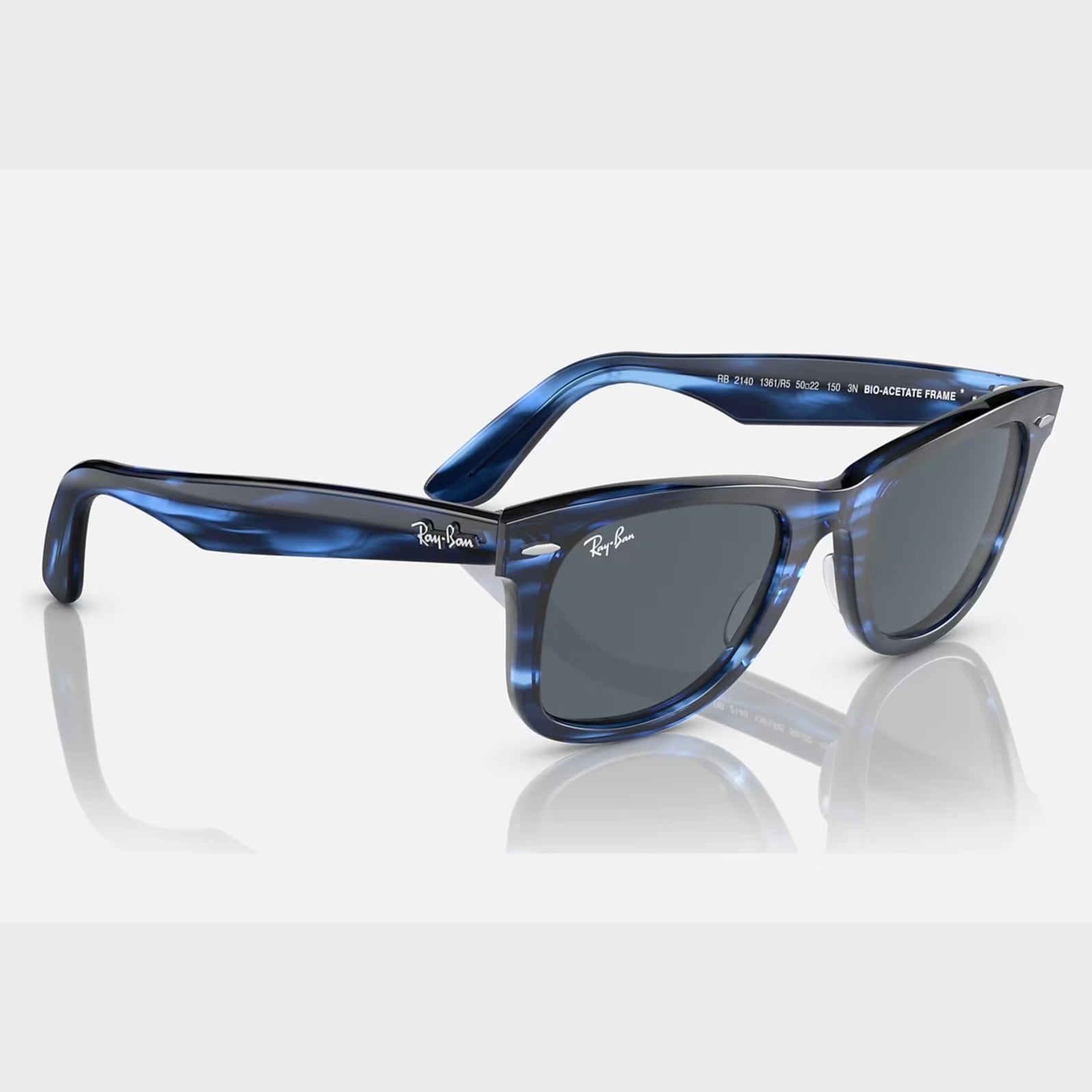 Ray-Ban Original Bio-Acetate Wayfarer in Polished Striped Blue