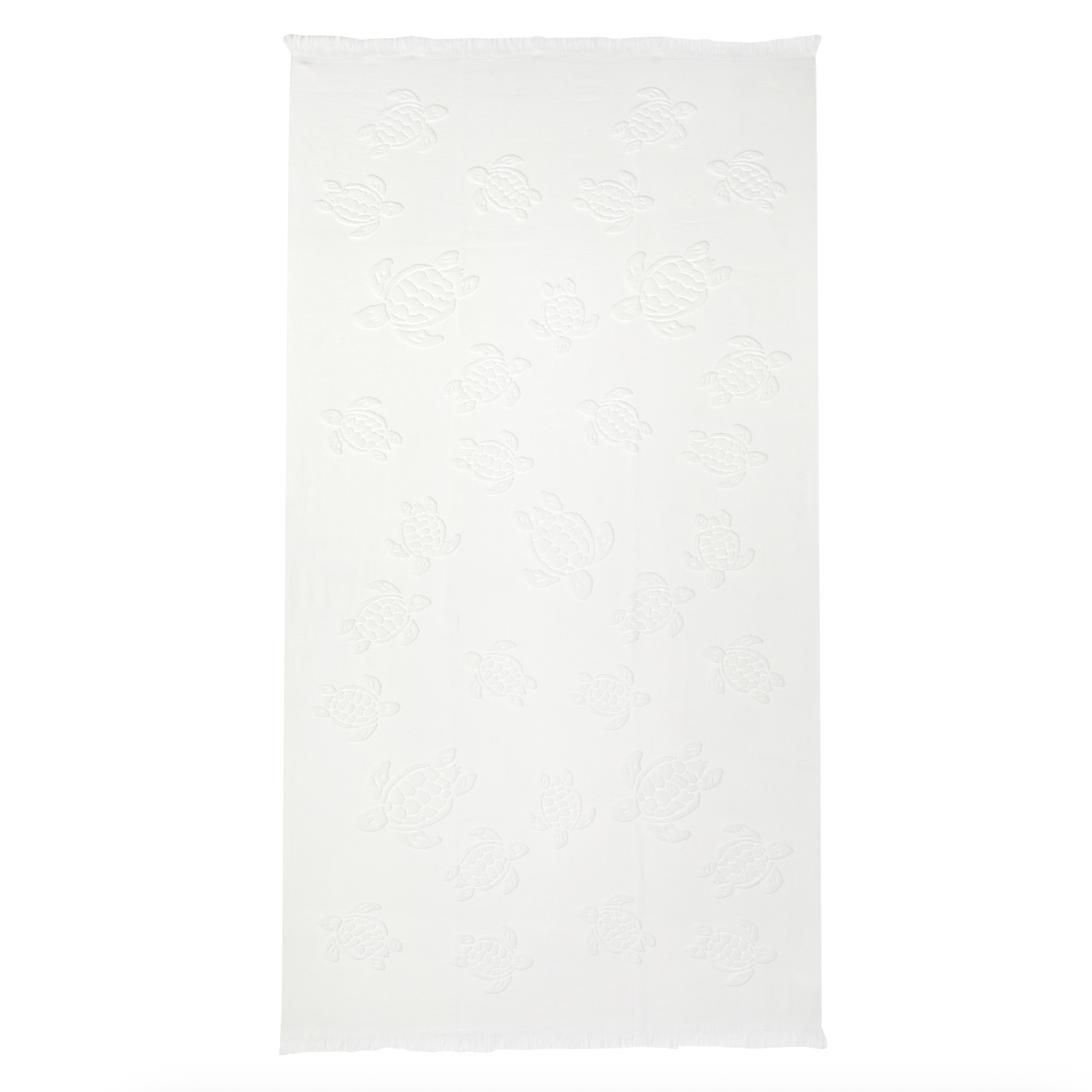 Vilebrequin Beach Towel In Organic Cotton Turtles Jacquard - White