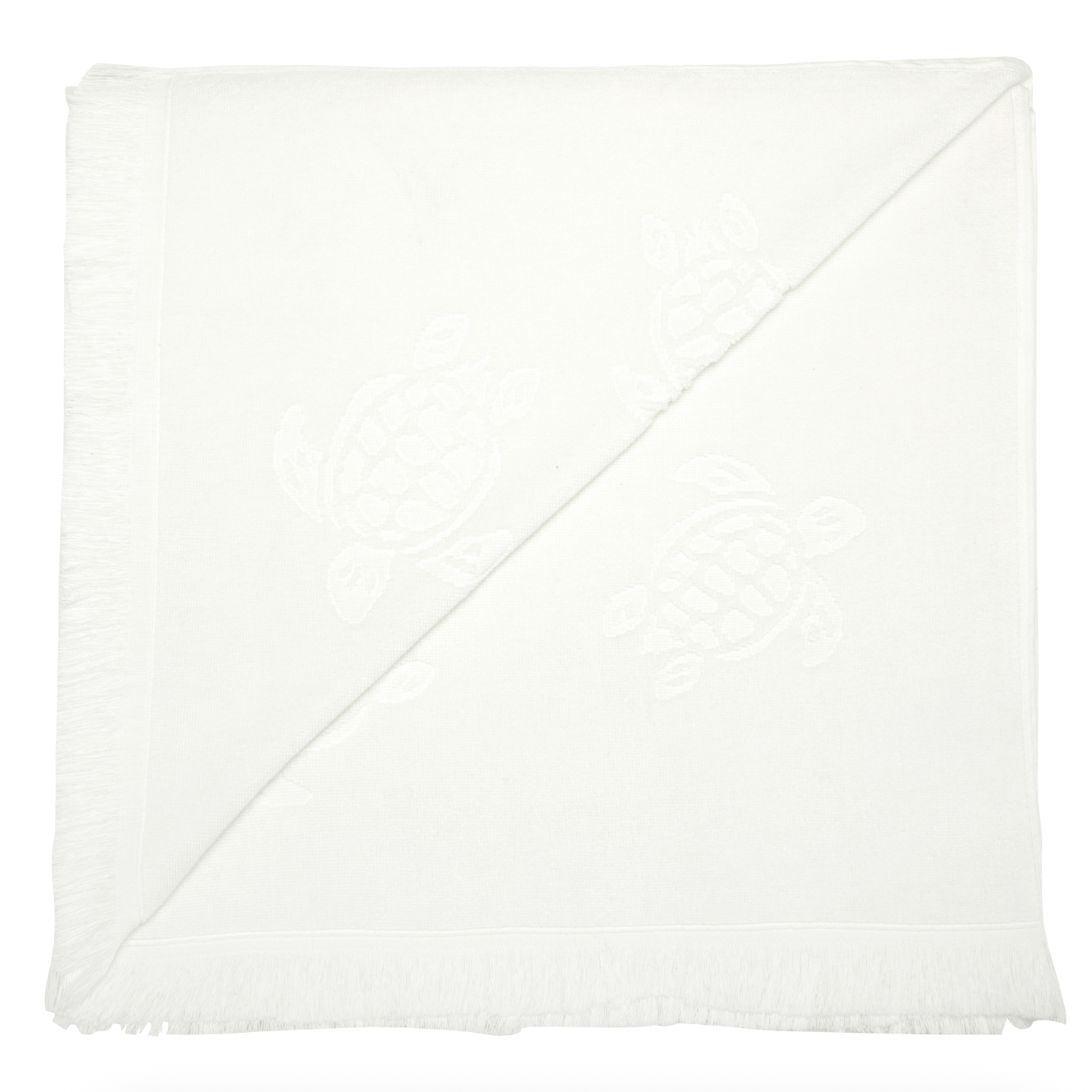 Vilebrequin Beach Towel In Organic Cotton Turtles Jacquard - White