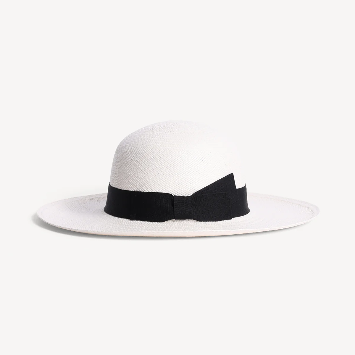 Swaine London - Herbert Johnson Brisa Panama Toquilla Straw Hat White with Black Band
