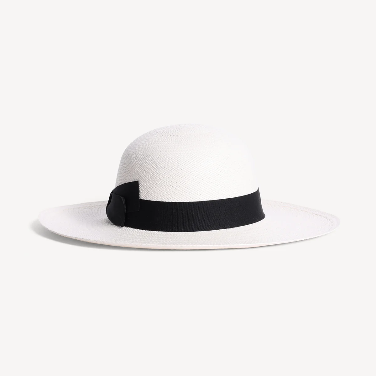 Swaine London - Herbert Johnson Brisa Panama Toquilla Straw Hat White with Black Band