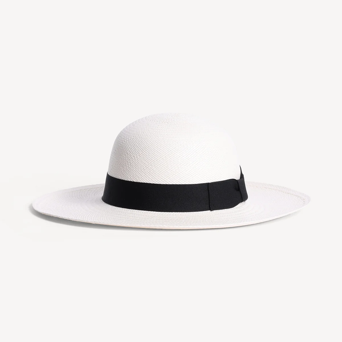 Swaine London - Herbert Johnson Brisa Panama Toquilla Straw Hat White with Black Band