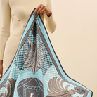 Swaine London Palm Tree Silk Scarf - Ice Blue