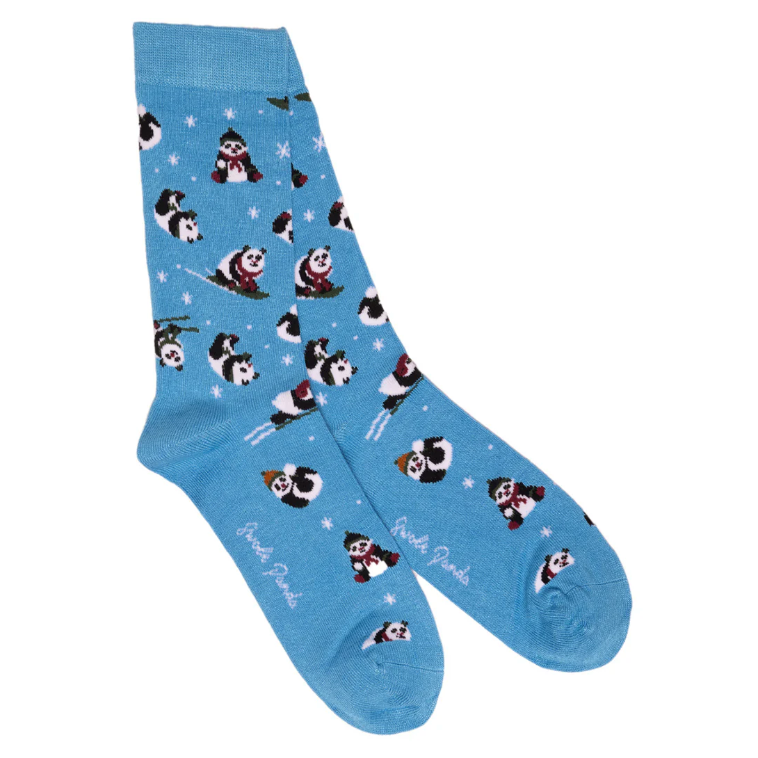 Swole Panda Blue Skiing Panda Bamboo Socks
